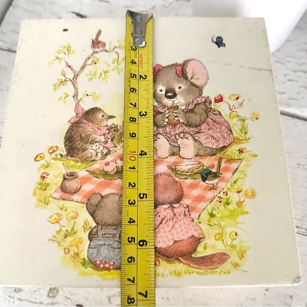 Vintage Koala & Animals Drawing Jewelry Box Organizer Box Sarah Kay 1980’s Cute